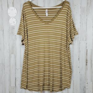 LuLaRoe Christy Tee Shirt Brown Striped 3XL